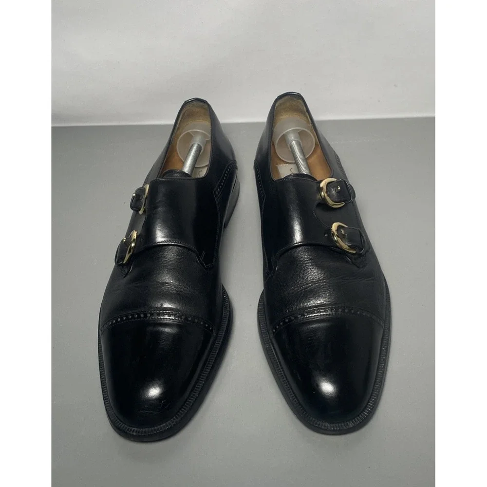 Mezlan Portofino Double Monk strap Black Dress Shoes Men's 8M